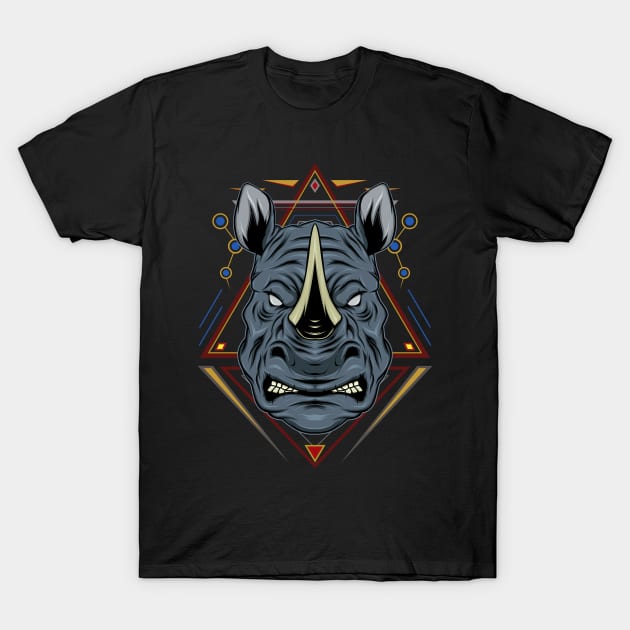 rhinoceros Head Tattoo T-Shirt by AGORA studio